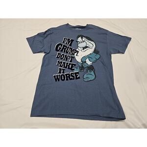 Disney Grumpy Dwarf T-Shirt Blue “I’m Grumpy Don’t Make It Worse” Sz Medium (6a)